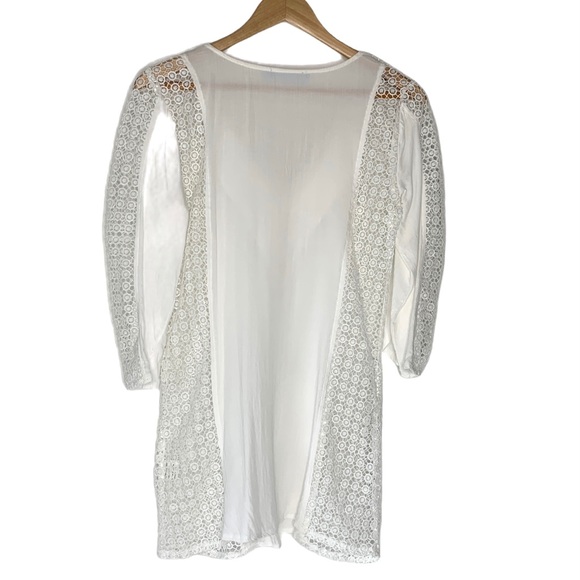 Solitaire Swim Lace Solid Cover Up Top‎ White S - Picture 3 of 10